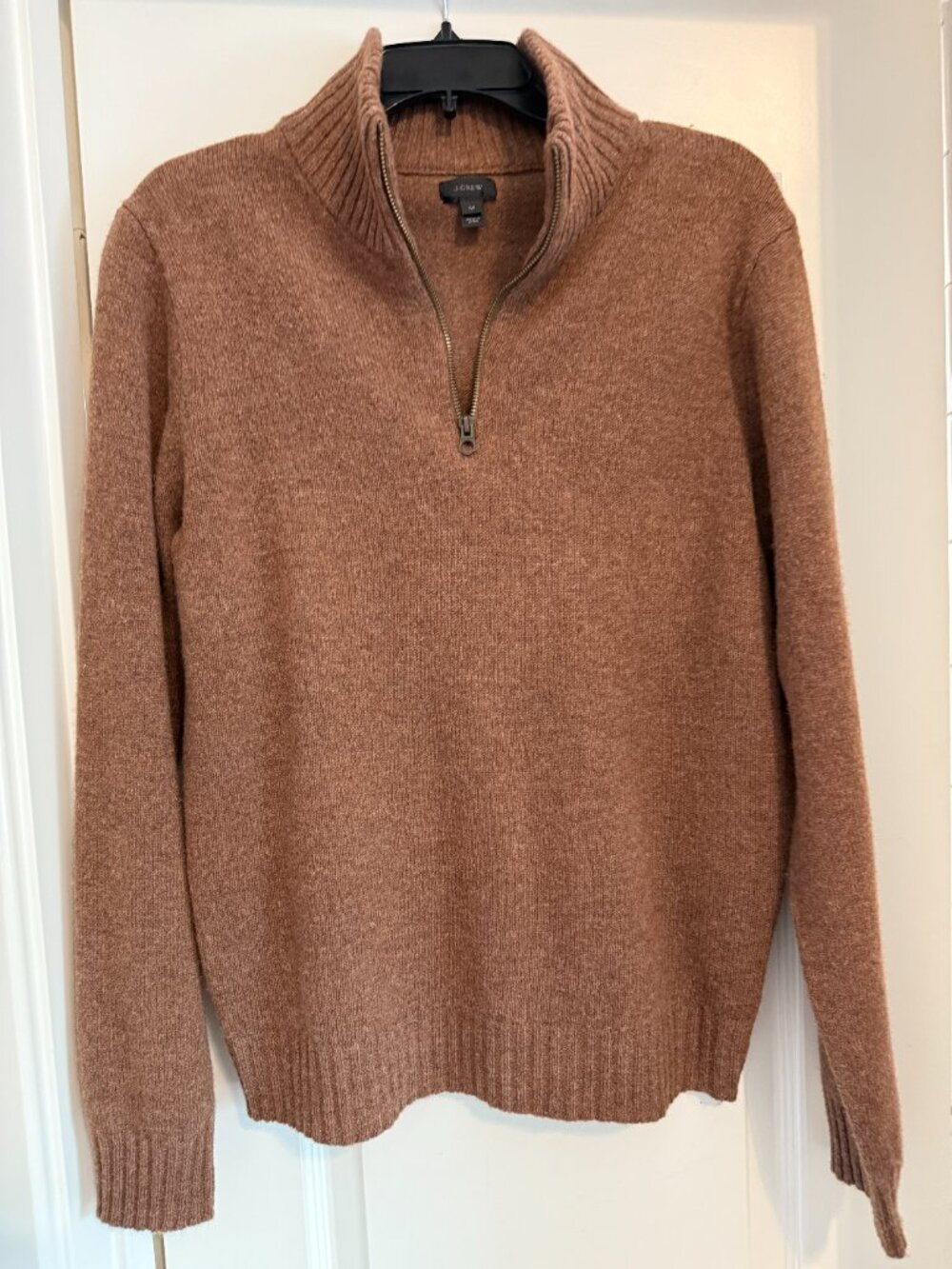 J. Crew 100% wool brown/tan quarter zip sweater